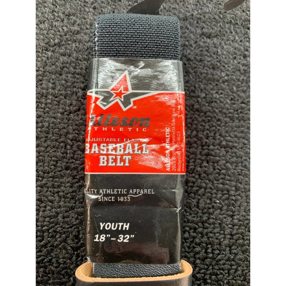 Youth Athletic Apparel Baseball Belt Adjustable 18-32‎ Black Leather Buckle